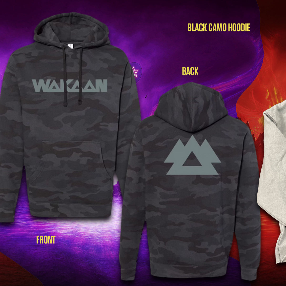 WAKAAN &#39;Black on Black&#39; Camo Hoodie