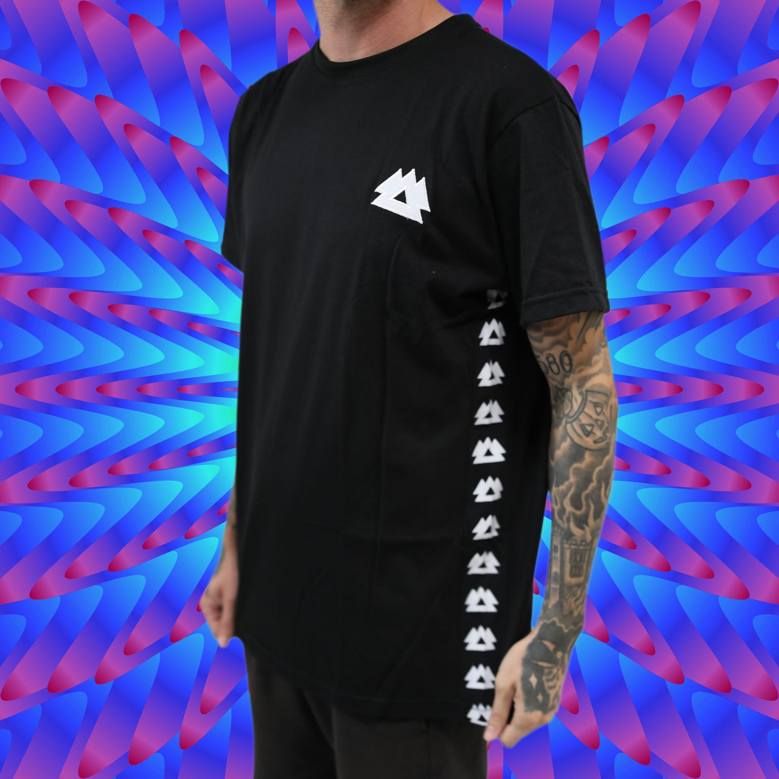 WAKAAN Embroidered Cut & Sew Black T-Shirt