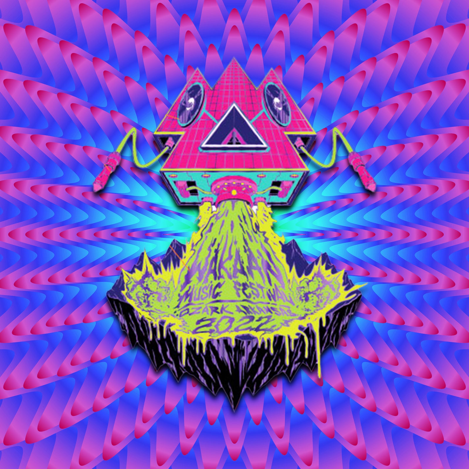 WAKAAN Music Festival Purple Metal Glitter 'Mothership' Enamel Pin