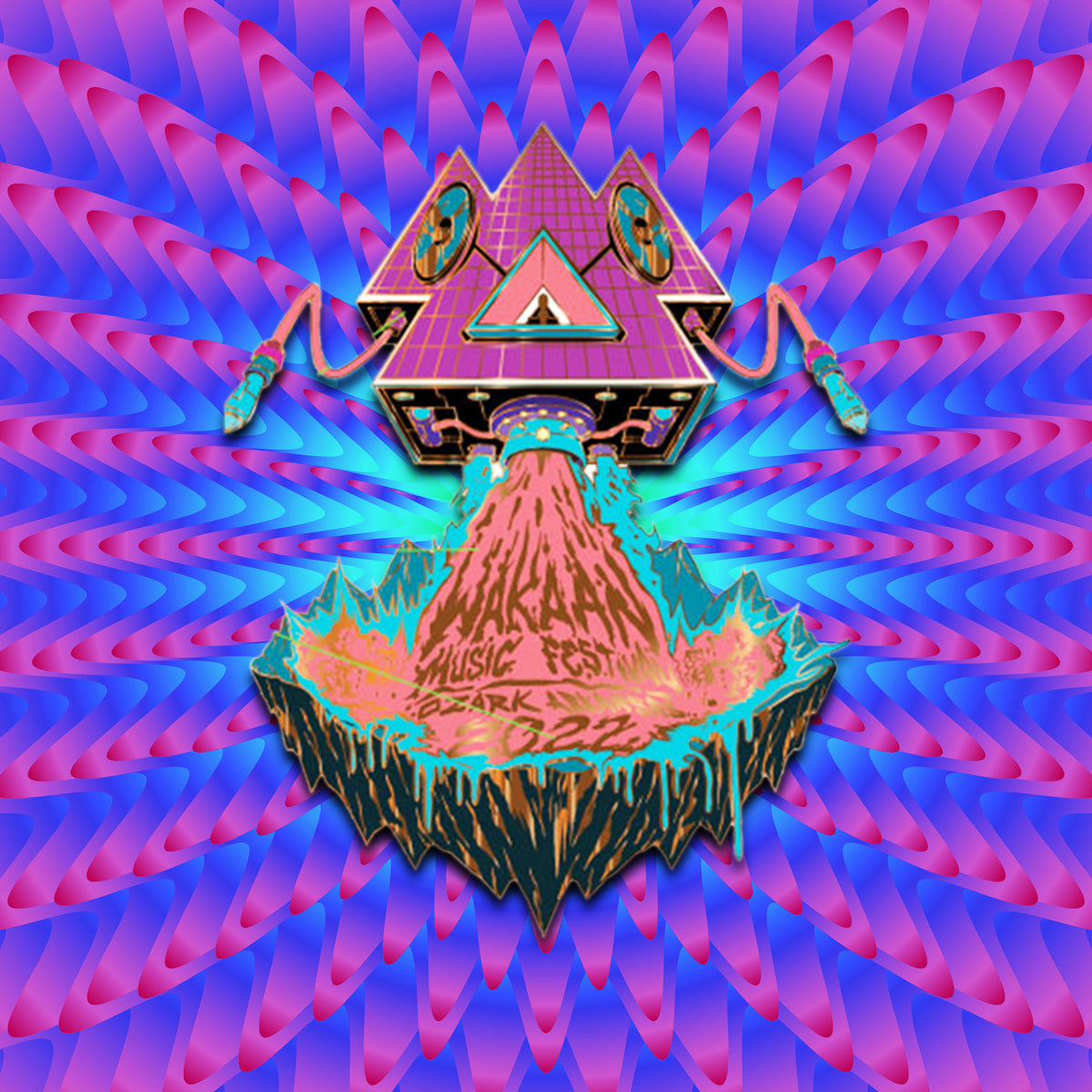 WAKAAN Music Festival Copper Metal Glitter &#39;Mothership&#39; Enamel Pin